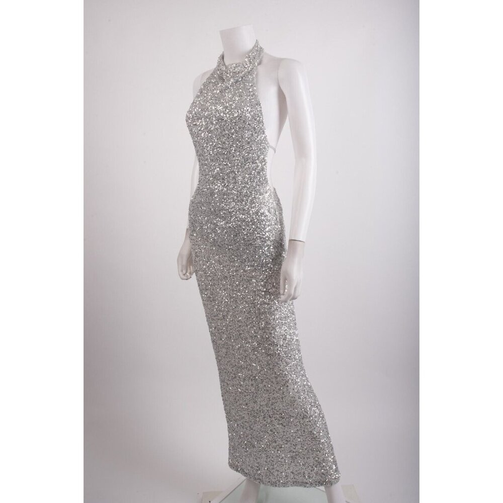 Pull&Bear Silver Sequin Midi Dress - Picture 4 of 6
